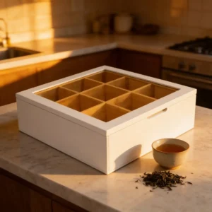 Caja de Té 9 compartimientos en blanco
