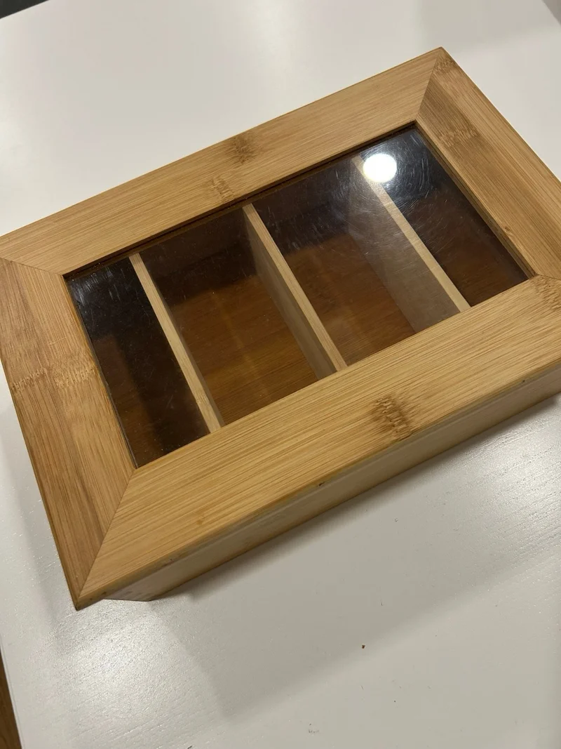 Caja De Té Bambú 4 Compartimientos Visor Tapa Imantada - Imagen 2